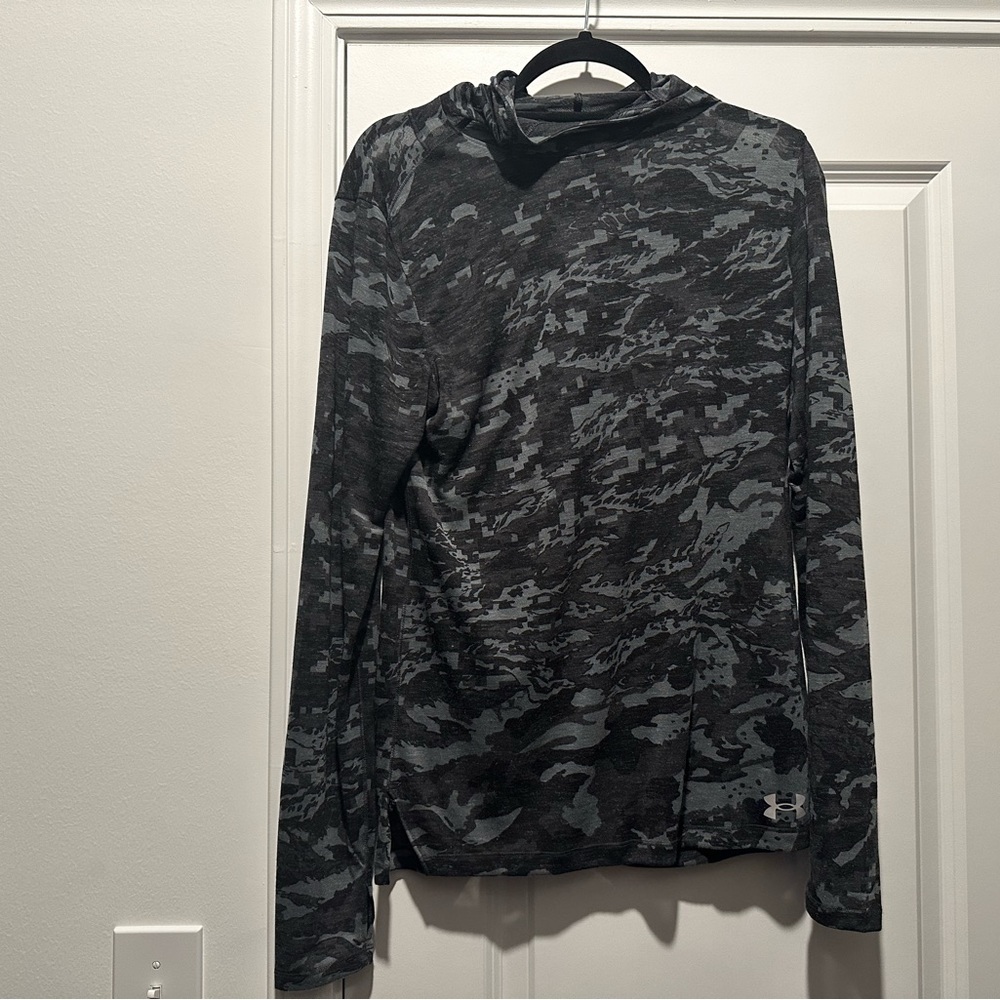 UNDER ARMOUR HEATGEAR BLACKOUT CAMO MK1 FITTED HOODIE SHIRT SIZE MED